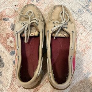 Tan and Pink Women Sperry Shoes